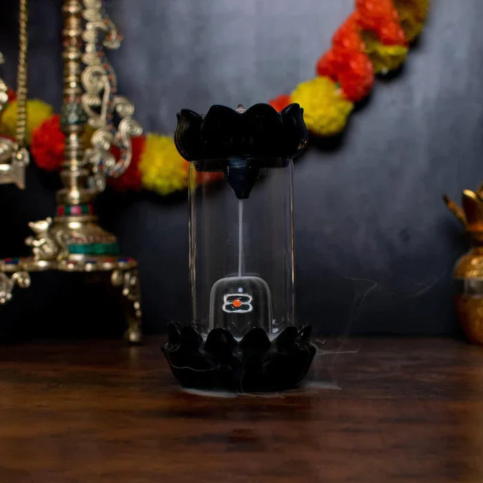 Essence Of Shiva Back Flow Ceramic incense Holder Shiv Ling incense Burner with 30 incense cones