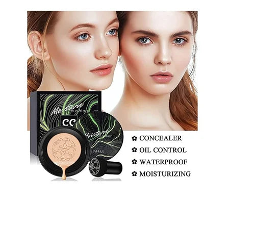 Waterproof CC Cream With Mushroom Head Makeup Brush | Suitable for all skin tones